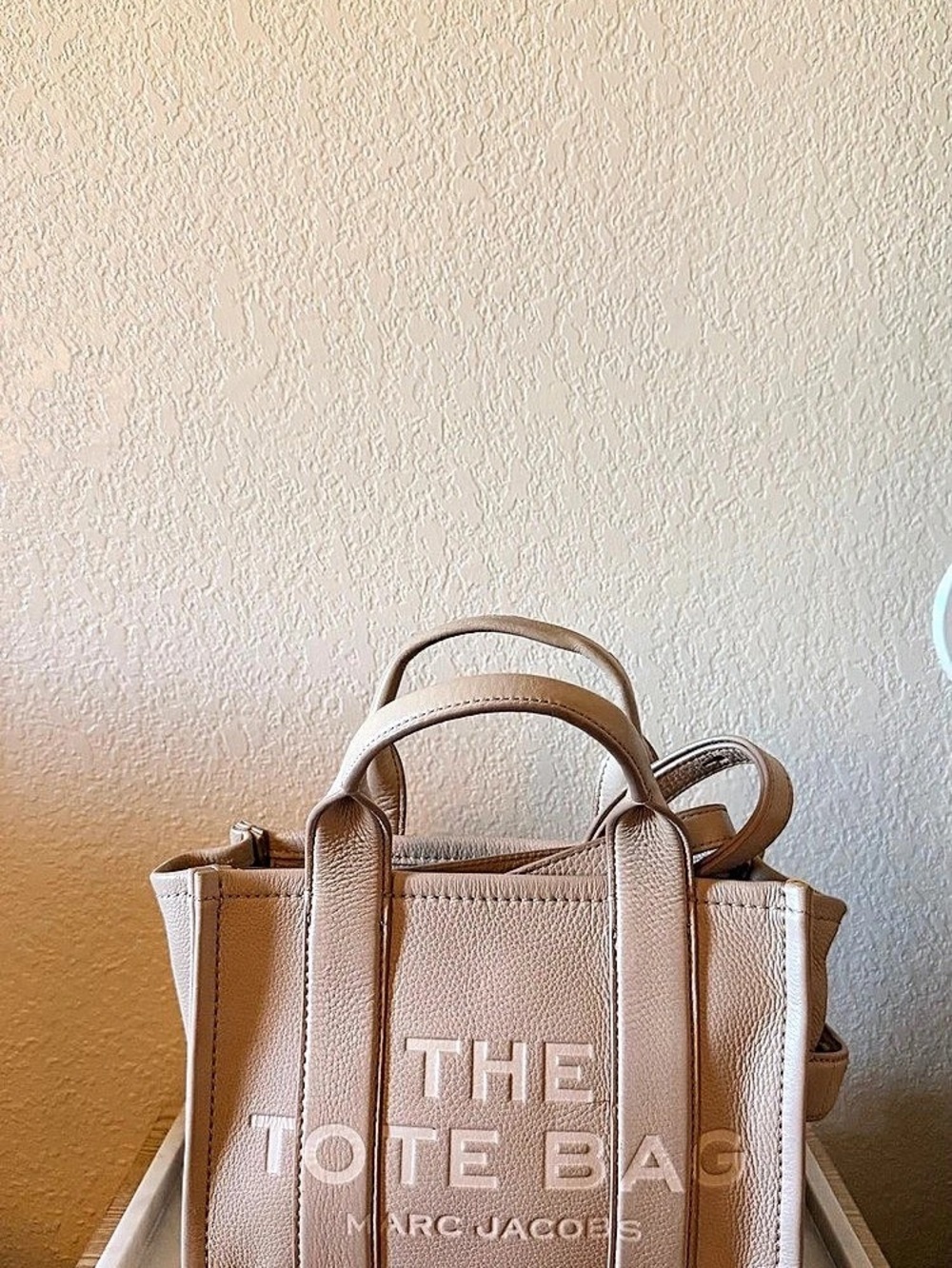 Marc Jacobs The Leather Mini Tote Bag beige